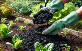 Application of biochar in a vegetable garden.